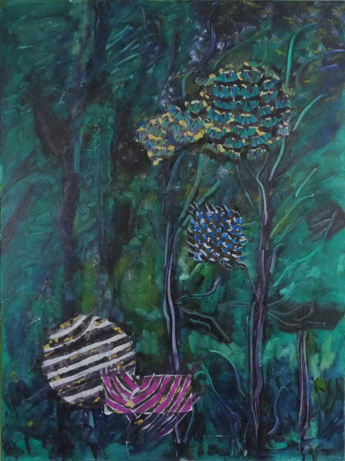 Peacock with hummingbirds & tropical birds - Bunter Fine Art
